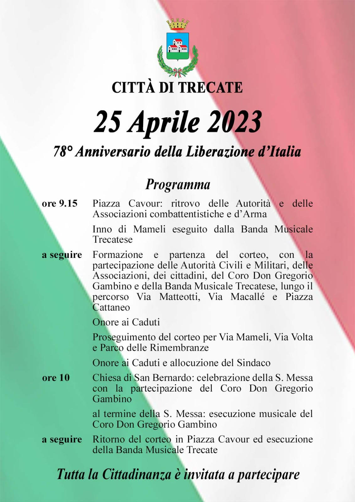 Programma Del 25 Aprile E Protocollo D’intesa Per Le Celebrazioni Delle Ricorrenze Civili