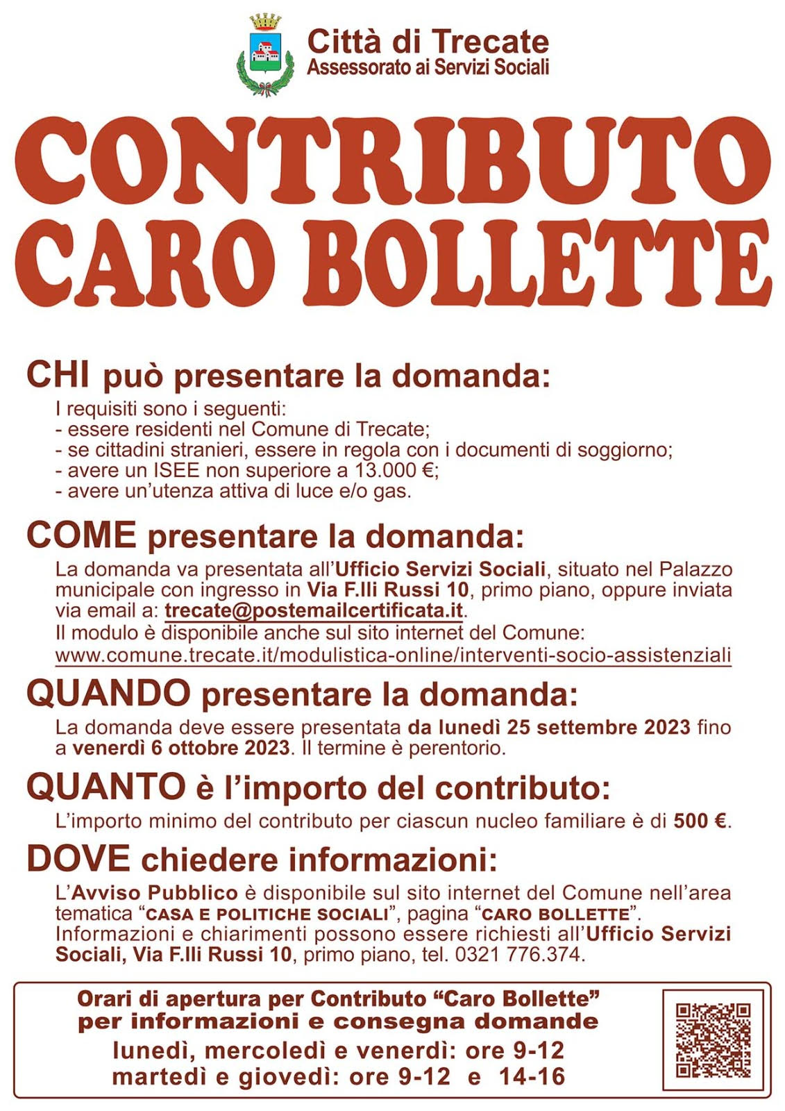 “Caro Bollette”: Sostegno Ai Nuclei Familiari Trecatesi